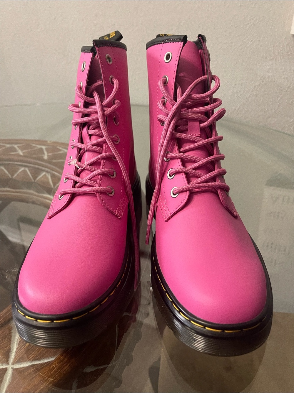 Dr. Martens Bright Pink Lace-Up Combat Boots - Picture 5 of 7
